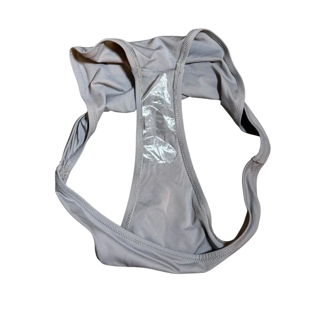 SKIMS Recycled Swim Mid Coverage Bikini Bottom Chrome Silver‎ Size M